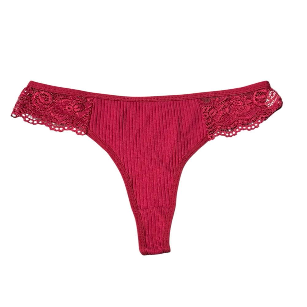Elegant Lace Trim Panties - Red